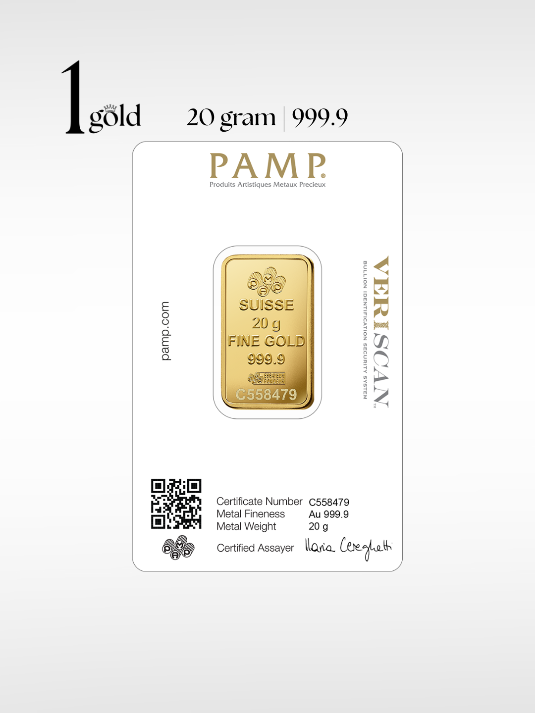 [20 gram] 1Gold PAMP Lady Fortuna™ Gold Minted Bar (999.9)