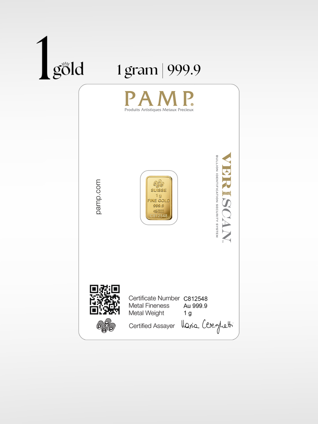 [1 gram] 1Gold PAMP Lady Fortuna™ Gold Minted Bar (999.9)