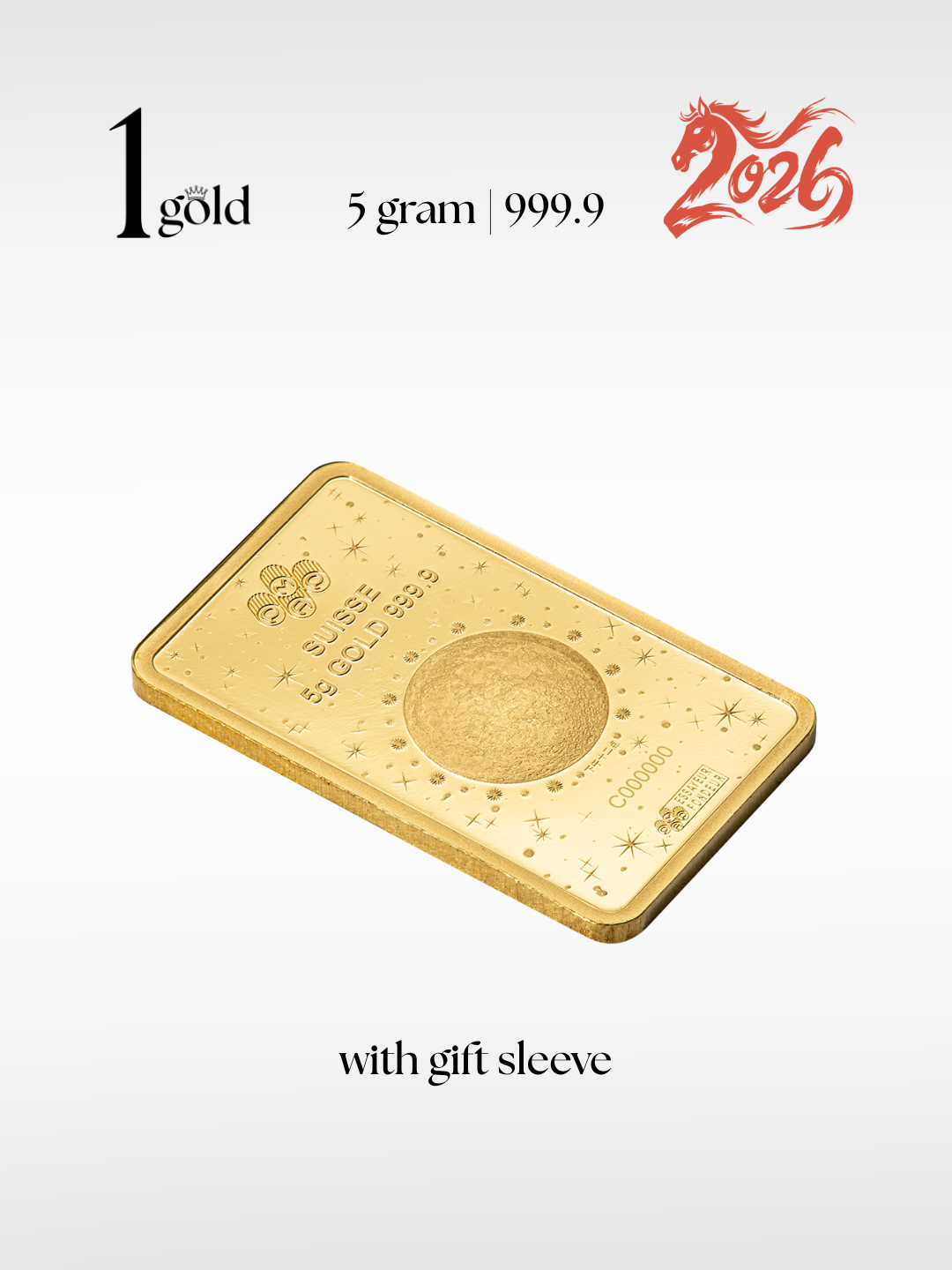 [5 gram] 2026 Horse Year Limited Edition 马年限量版 PAMP Gold Minted Bar (999.9) 1Gold Free Gift Sleeve