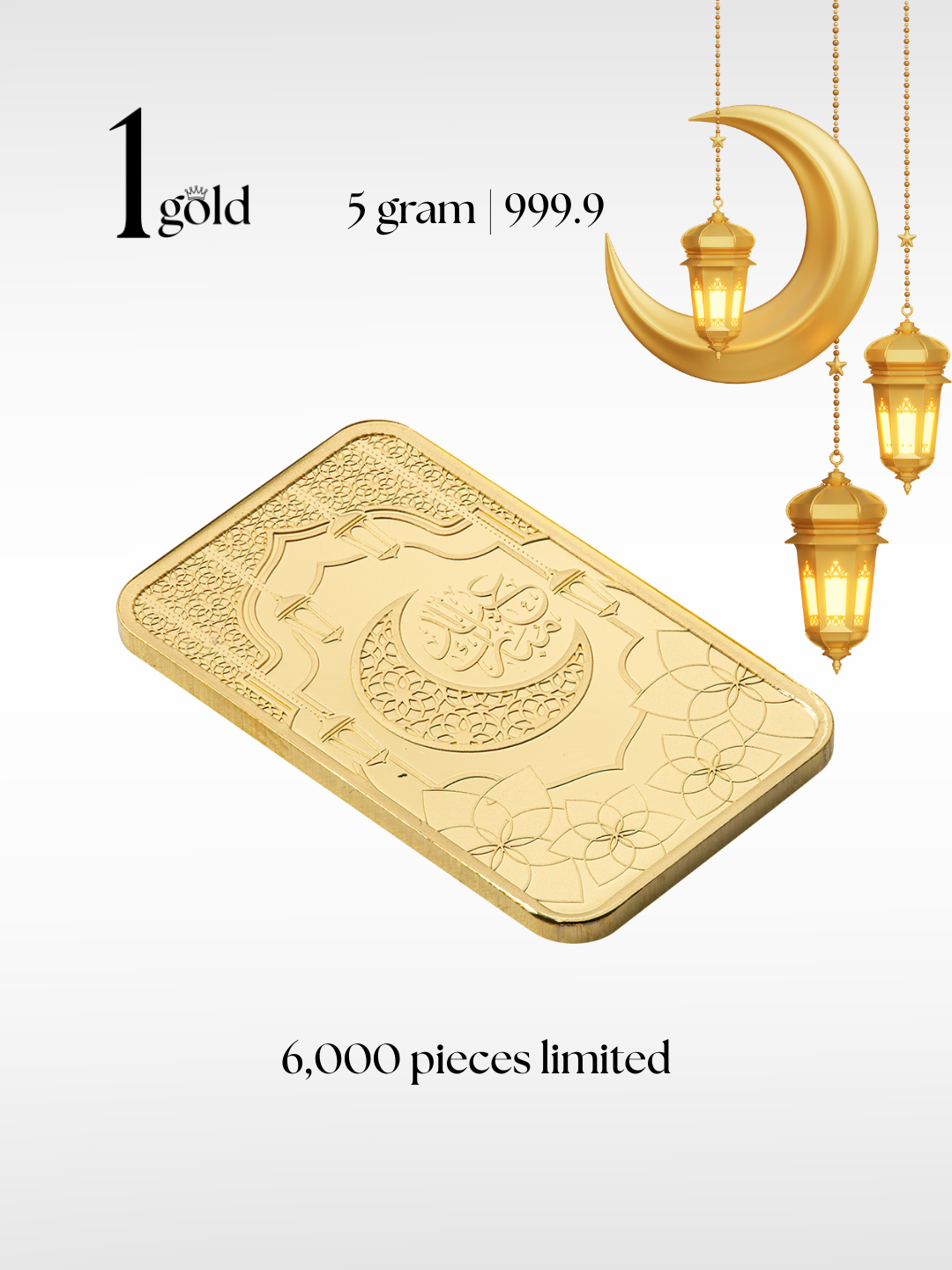 [5 gram] Eid Mubarak 2026 Limited Edition PAMP Gold Minted Bar (999.9) 1Gold Free Gift Sleeve
