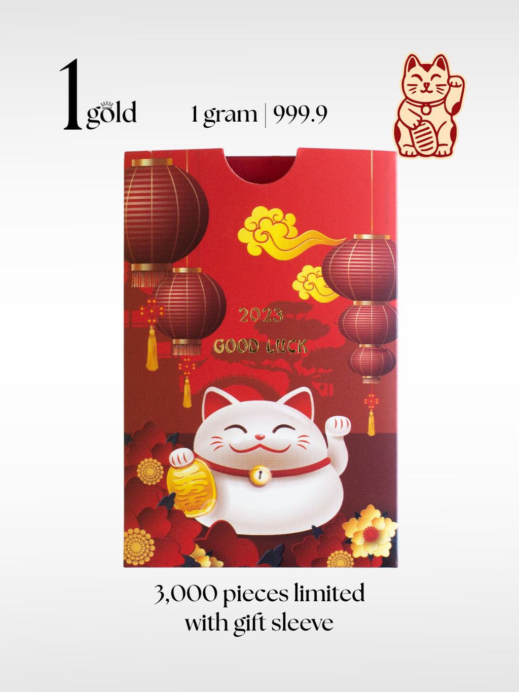 [1 gram] Lucky Cat 2023 Limited Edition 招财猫限量版 PAMP Gold Minted Bar (999.9) 1Gold Free Gift Sleeve